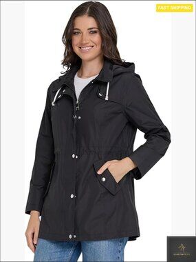 Waterproof Rain Jacket with Hood Lightweight Windbreaker Anorak Plus Size XS-3X
